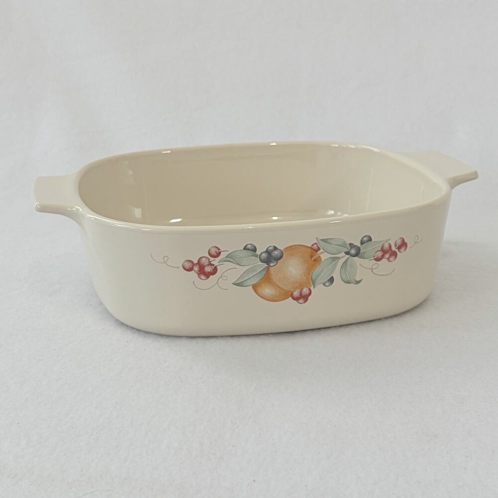 Corning Ware Abundance Fruit Casserole Dish A2B 2 Liter Square Vintage 8" USA